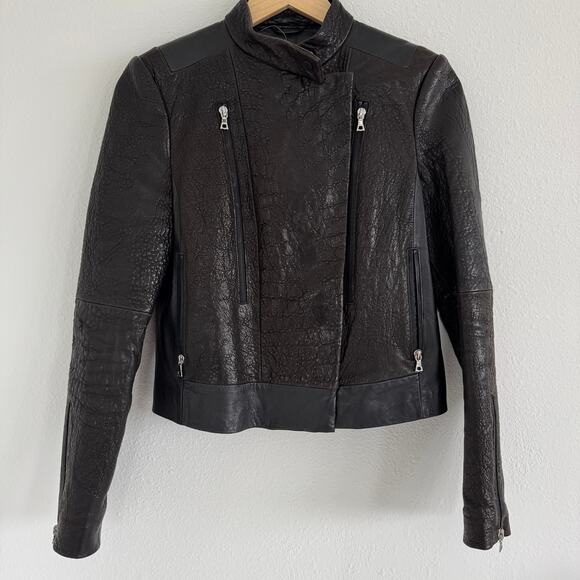 J Brand Black Leather Jacket Size Small - Picture 1 of 8